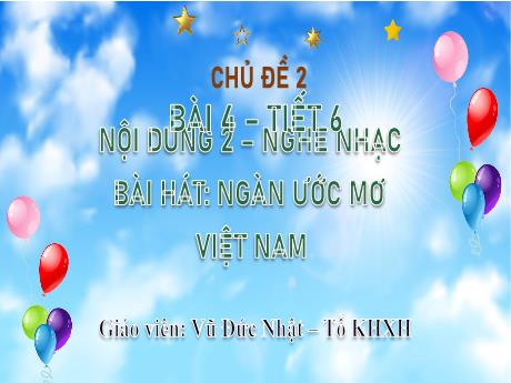 Bài giảng Âm nhạc 8 (Kết nối tri thức) - Tiết 6, Bài 4: Bài hát Ngàn ước mơ Việt Nam