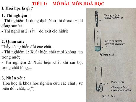 Bài giảng Hóa học 8 - Tiết 1: Mở đầu môn hoá học