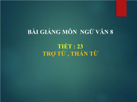 Bài giảng Ngữ văn 8 (Kết nối tri thức) - Tiết 23: Trợ từ, thán từ