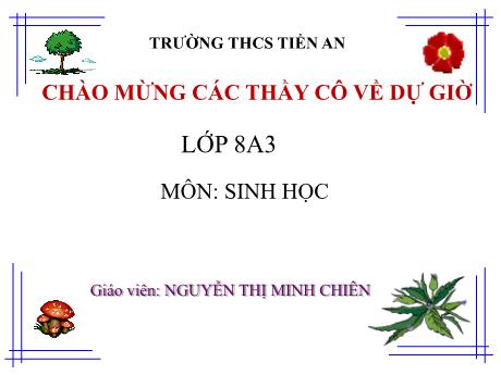 Bài giảng Sinh học 8 (Chân trời sáng tạo) - Bài 1: Sử dụng hoá chất, dụng cụ và các thiết bị điện an toàn - Nguyễn Thị Minh Chiên