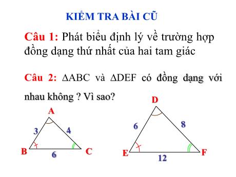 Bài giảng Toán 8 - Tiết 45: Trường hợp đồng dạng thứ hai