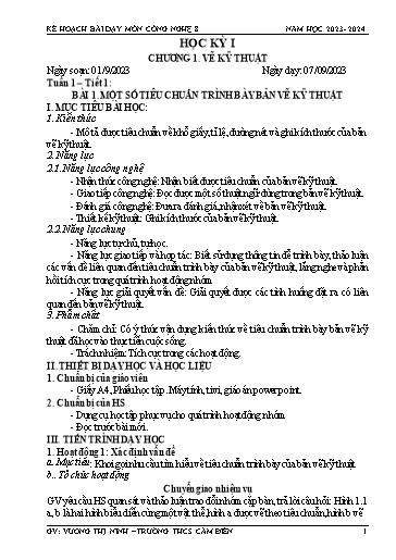 Giáo án Công nghệ 8 Bộ Kết nối tri thức với cuộc sống - Năm học 2023-2024