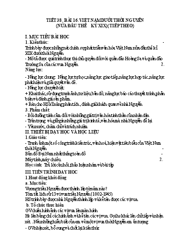 Giáo án Lịch sử 8 (Kết nối tri thức) - Tiết 38, Bài 16: Việt Nam dưới thời Nguyễn (Nửa đầu thế kỷ XIX) (tiếp theo)