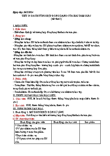 Giáo án Toán 8 (Kết nối tri thức) - Tiết 35: Ba trường hợp đồng dạng của hai tam giác (Tiết 2) - Năm học 2023-2024