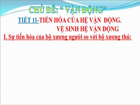 Bài giảng Sinh học 8 (Cánh diều) - Bài: Tiến hóa của hệ vận động. Vệ sinh hệ vận động - Trường THCS Nguyễn Chuyên Mỹ