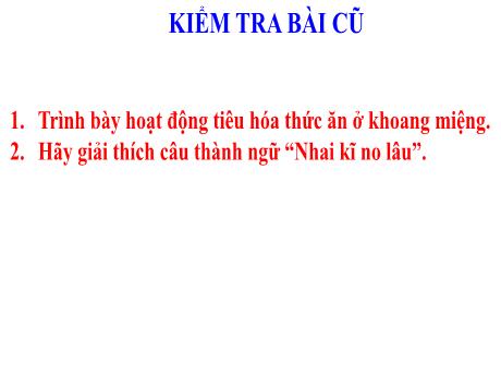 Bài giảng Sinh học 8 - Tiết 27 - Bài 27: Tiêu hỏa ở dạ dày - Trường THCS Nguyễn Chuyên Mỹ
