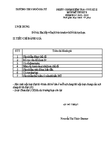 Đề kiểm tra cuối kì 2 môn Mĩ thuật 8 - Năm học 2021-2022 - Nguyễn Thị Thùy Dung (Có đáp án)