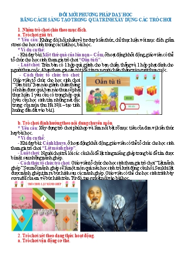 Đề tài Đổi mới phương pháp dạy học bằng cách sáng tạo trong quá trình xây dụng các trò chơi