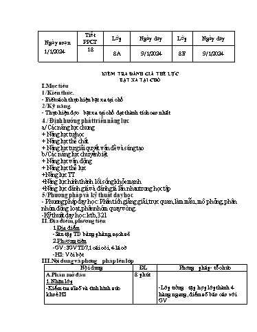 Kế hoạch bài dạy Giáo dục thể chất 8 - Bài: Kiểm tra đánh giá thể lực, bật xa tại chỗ - Năm học 2023-2024 - Trường THCS Nguyễn Chuyên Mỹ