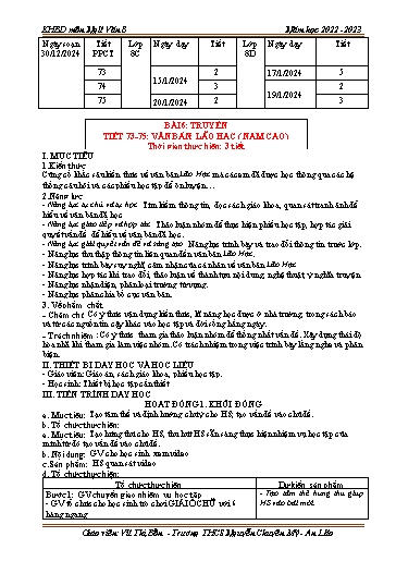 Kế hoạch bài dạy Ngữ văn 8 (Cánh diều) - Bài: Đổi tên cho xã - Năm học 2024-2025 - Vũ Thị Bốn