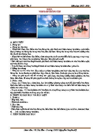 Kế hoạch bài dạy Ngữ văn 8 (Cánh diều) - Tiết 28+29 - Bài 3: Văn bản thông tin - Năm học 2023-2024 - Trường THCS Nguyễn Chuyên Mỹ